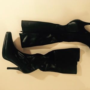 CL by Laundary Faux-Leather High Heel Knee Boots